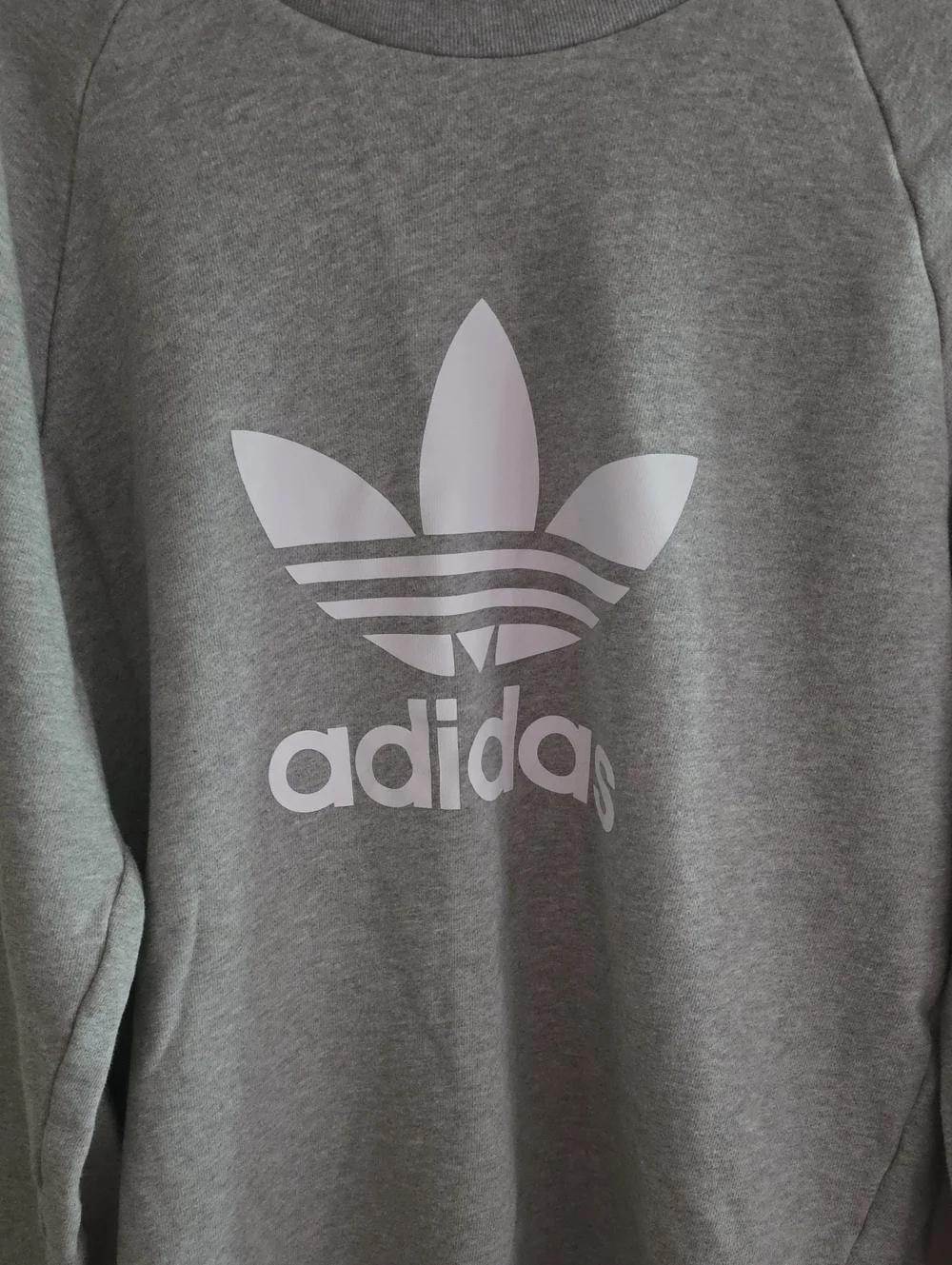 adidas Gray Crewneck Sweatshirt with White Trefoil